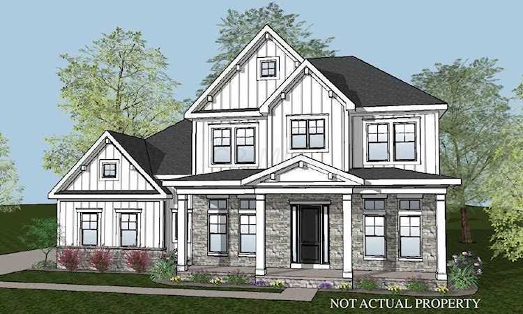 For Sale: $1,174,900 A home for sale for sale at 9042 Advocet Drive Powell, OH 43065 - Delaware. MLS 223005064 - This custom 2 story features a large front porch, 1st flr 11' ceilings and 8' doors, a coffered... Photo 1